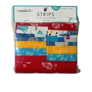 Create It Fabric Strips 2.5" x 42" Cat Lover Cute Kitty 5 Designs 20 pcs NEW